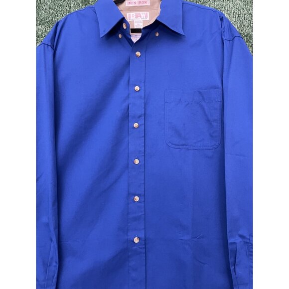 BAW Athletic Wear NON-Iron Shirt Button Down Blue Men's Size 2XL Pocket - Picture 3 of 9